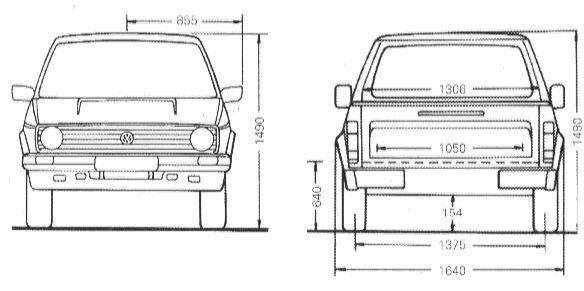VW Pickup outline/overall dimensions (mm)